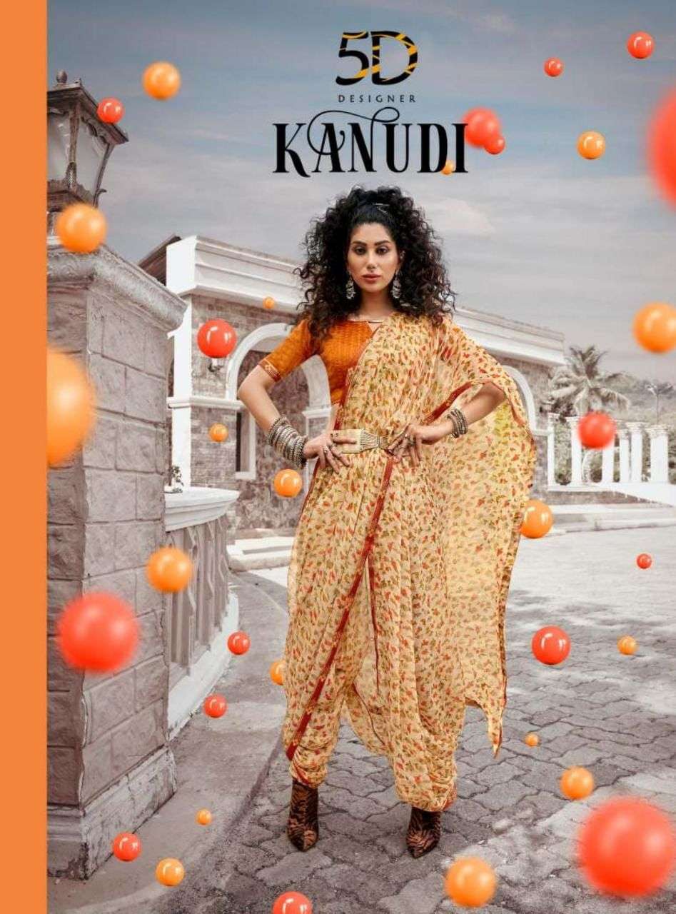 5d designer kanudi pure chiffon printed fancy sarees