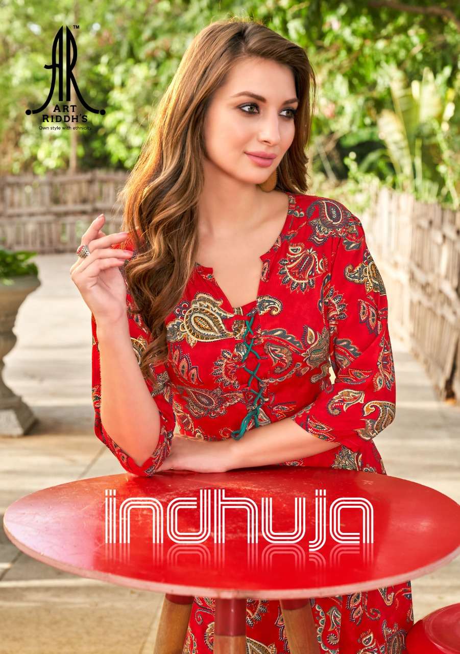 artriddhs indhuja rayon printed kurti best quality 