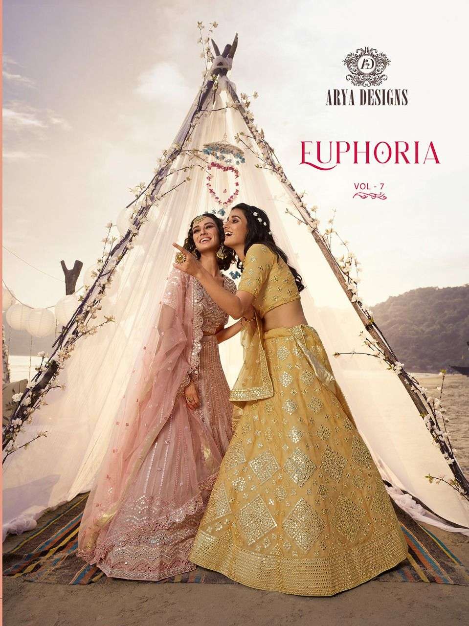arya designs euphoria vol 7 5501-5508 series wedding festive lehengas for women 