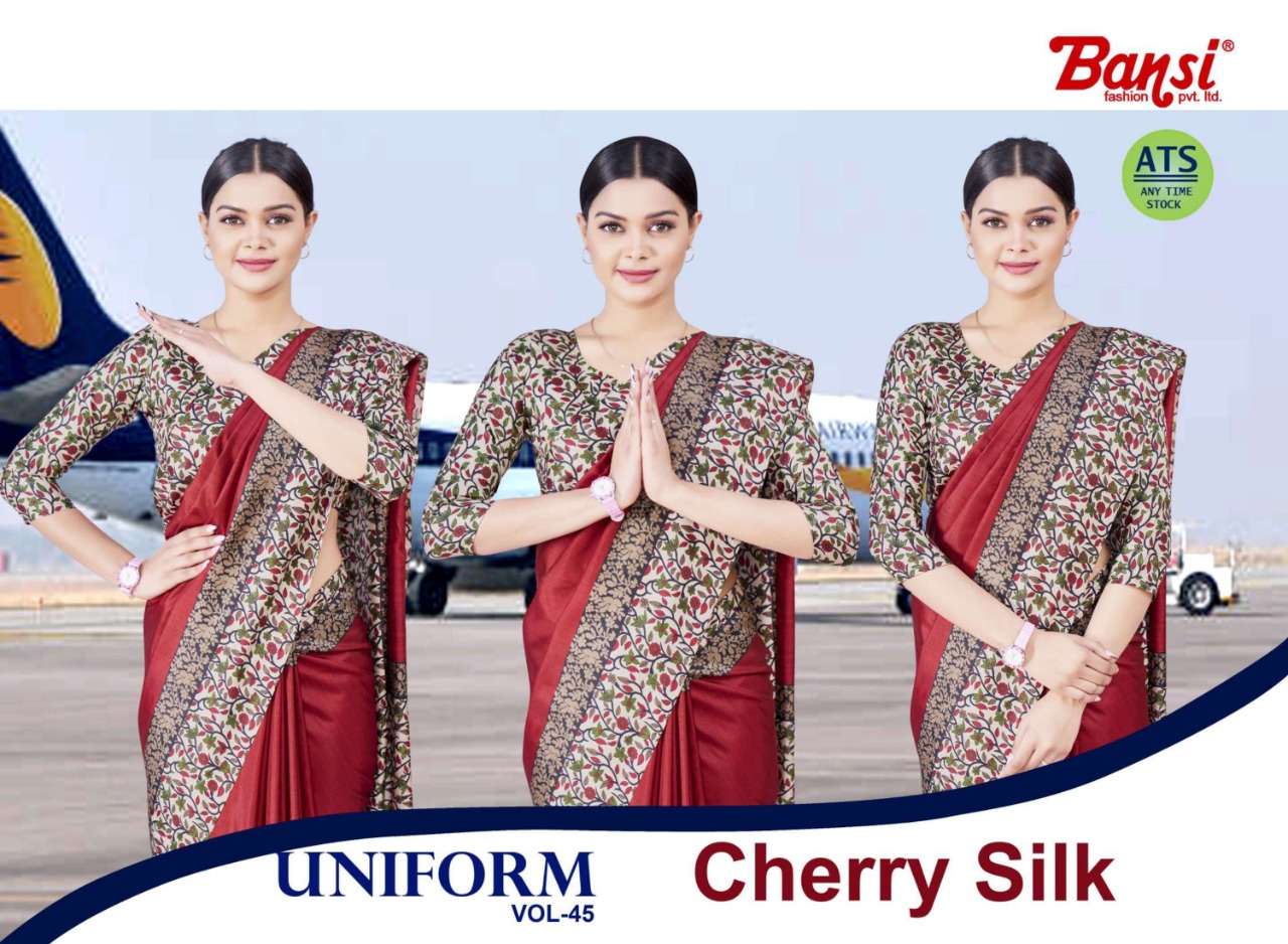 bansi ats cherry silk uniform vol 45 uniform sarees collection