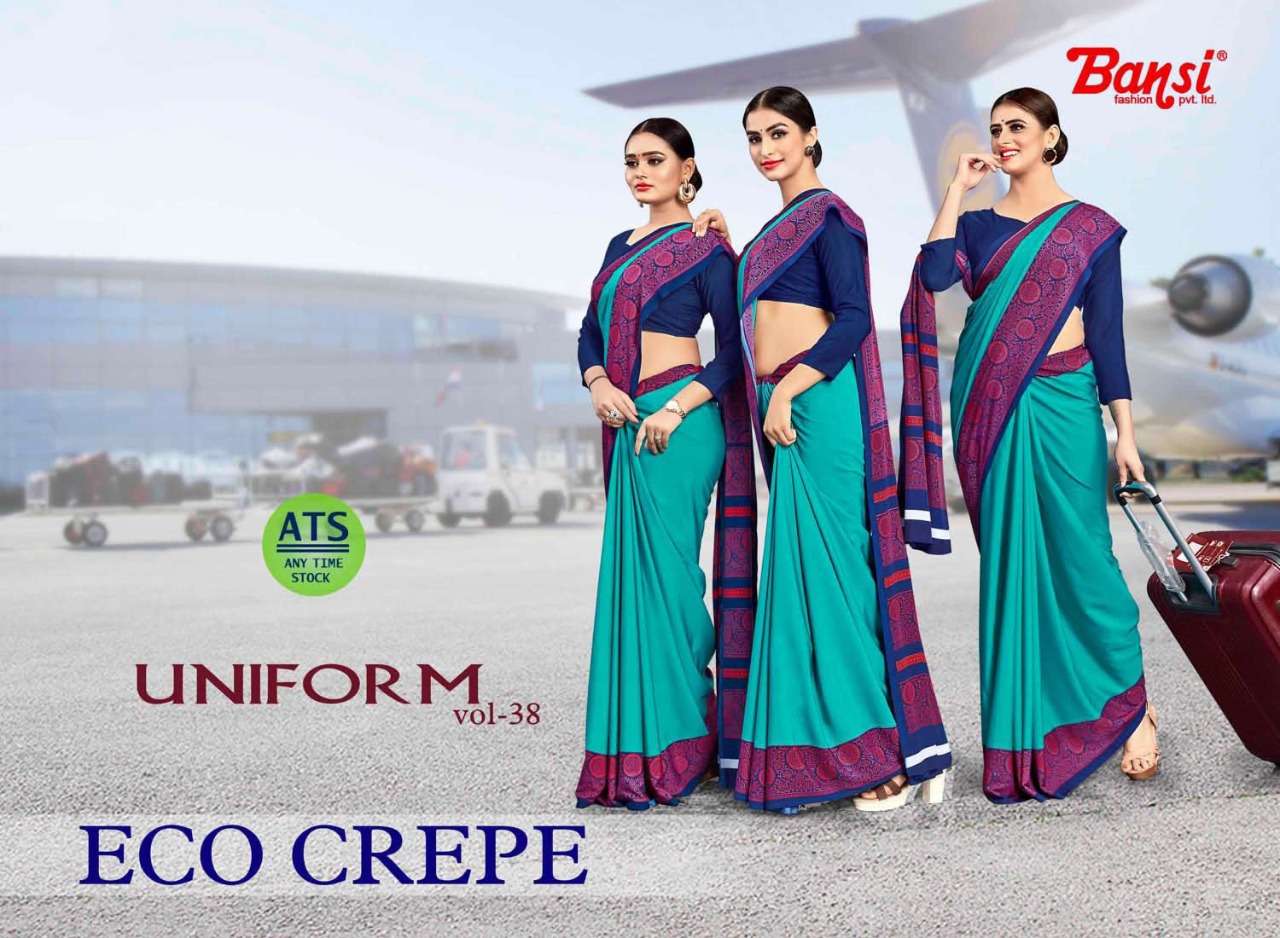 bansi ats eco crepe uniform vol 38 teacher uniform sarees collection
