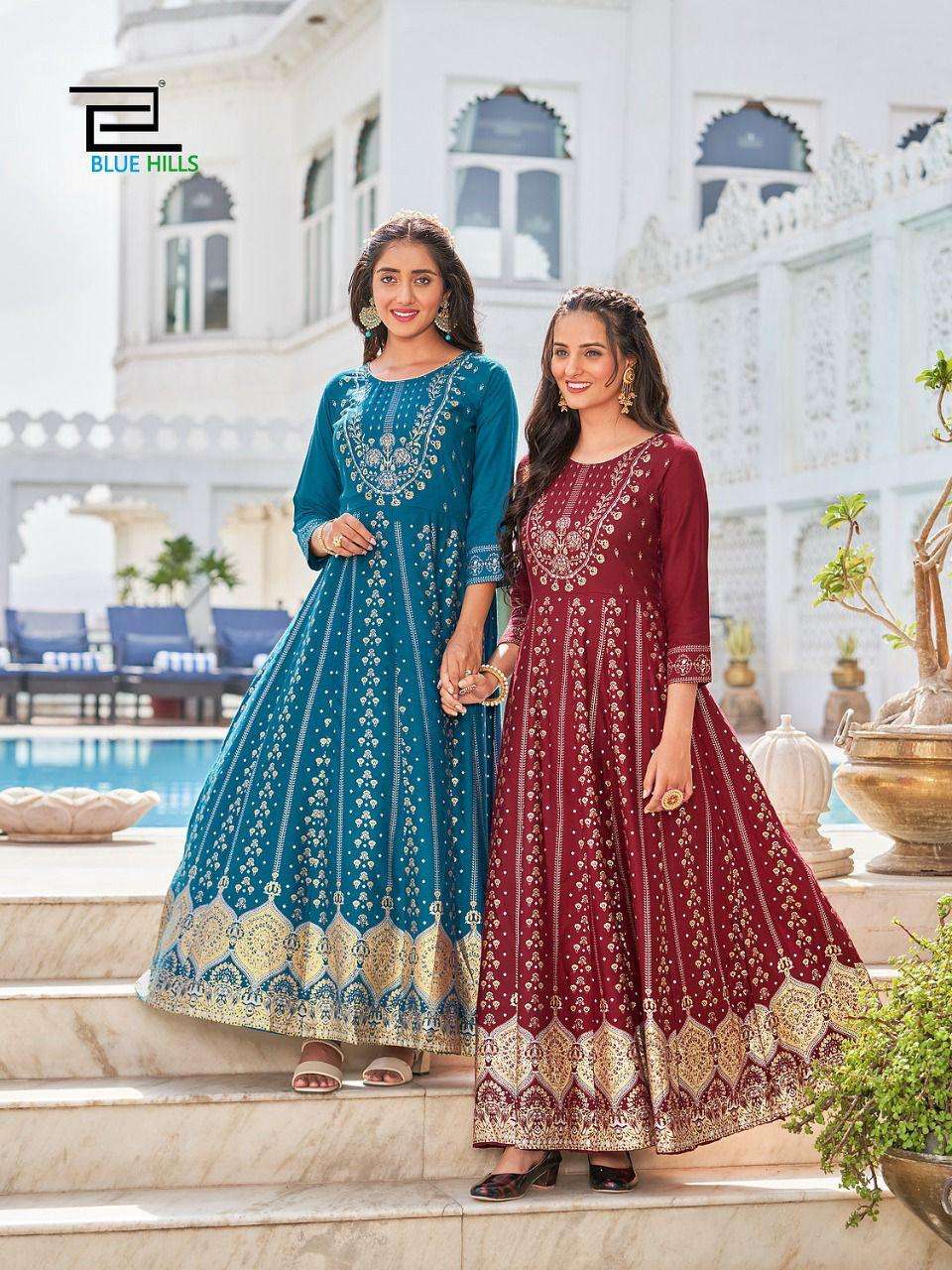 blue hills hotness rayon fancy anarkali gown