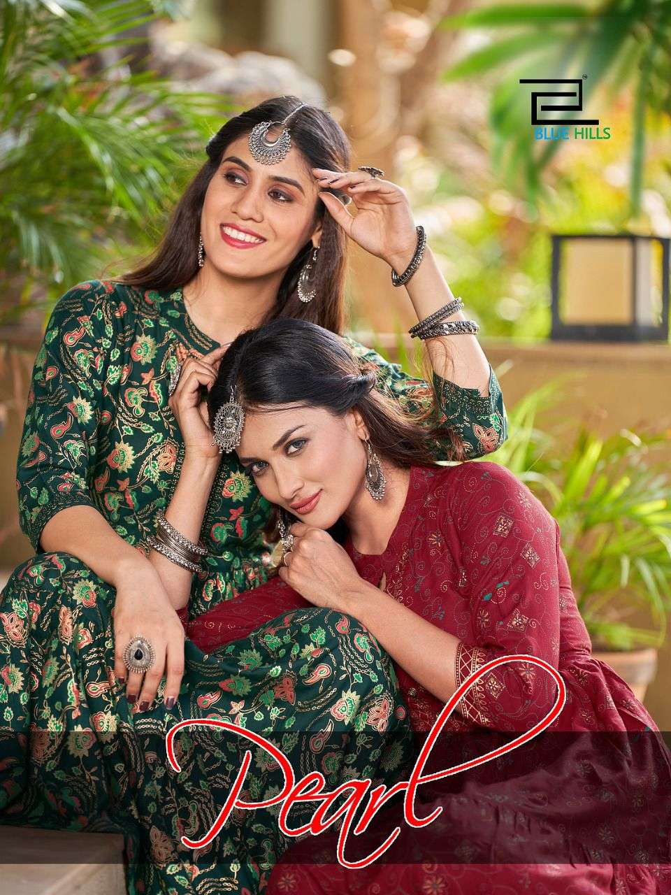 blue hills pearl vol 1 rayon foil print long frill gown pattern wholesale rate 