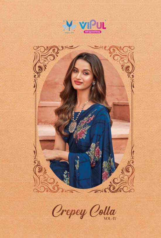 crepey colla vol 17 by vipul crape printed daily wear beautiful sarees