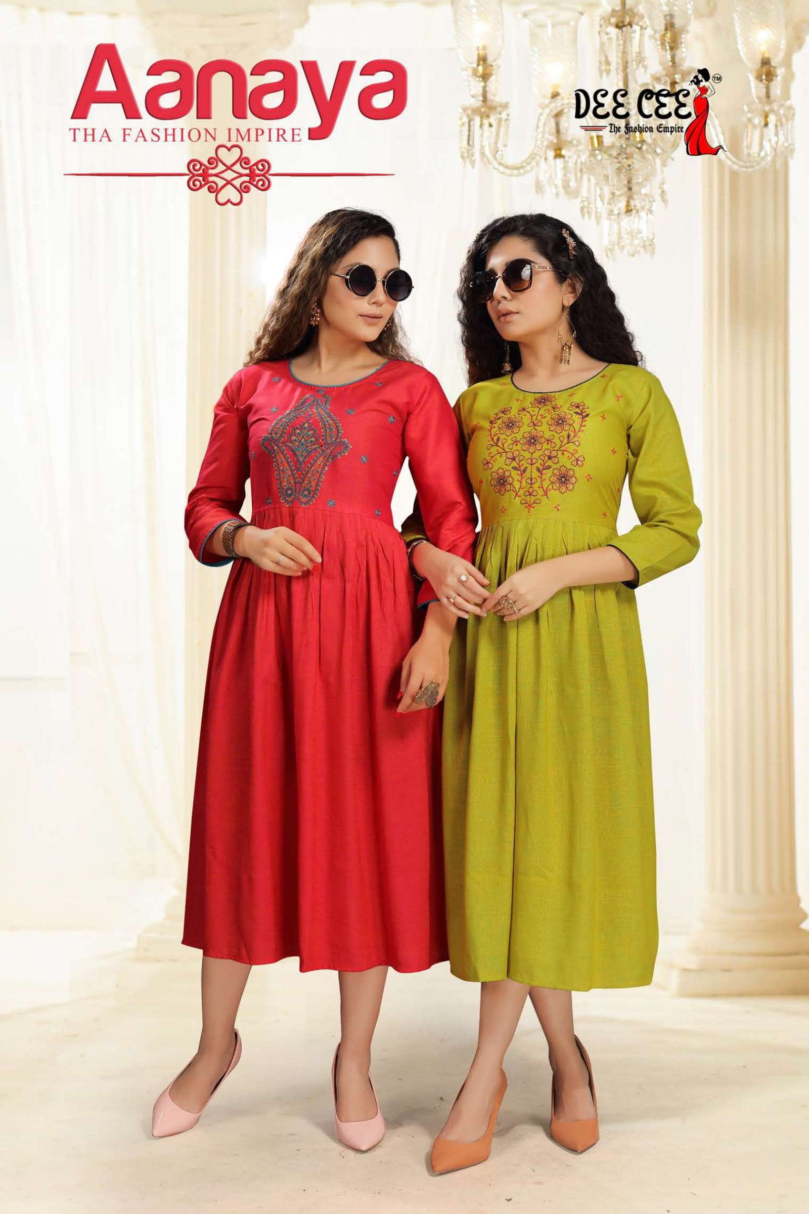 dee cee aanaya fancy rayon ghera pattern kurti