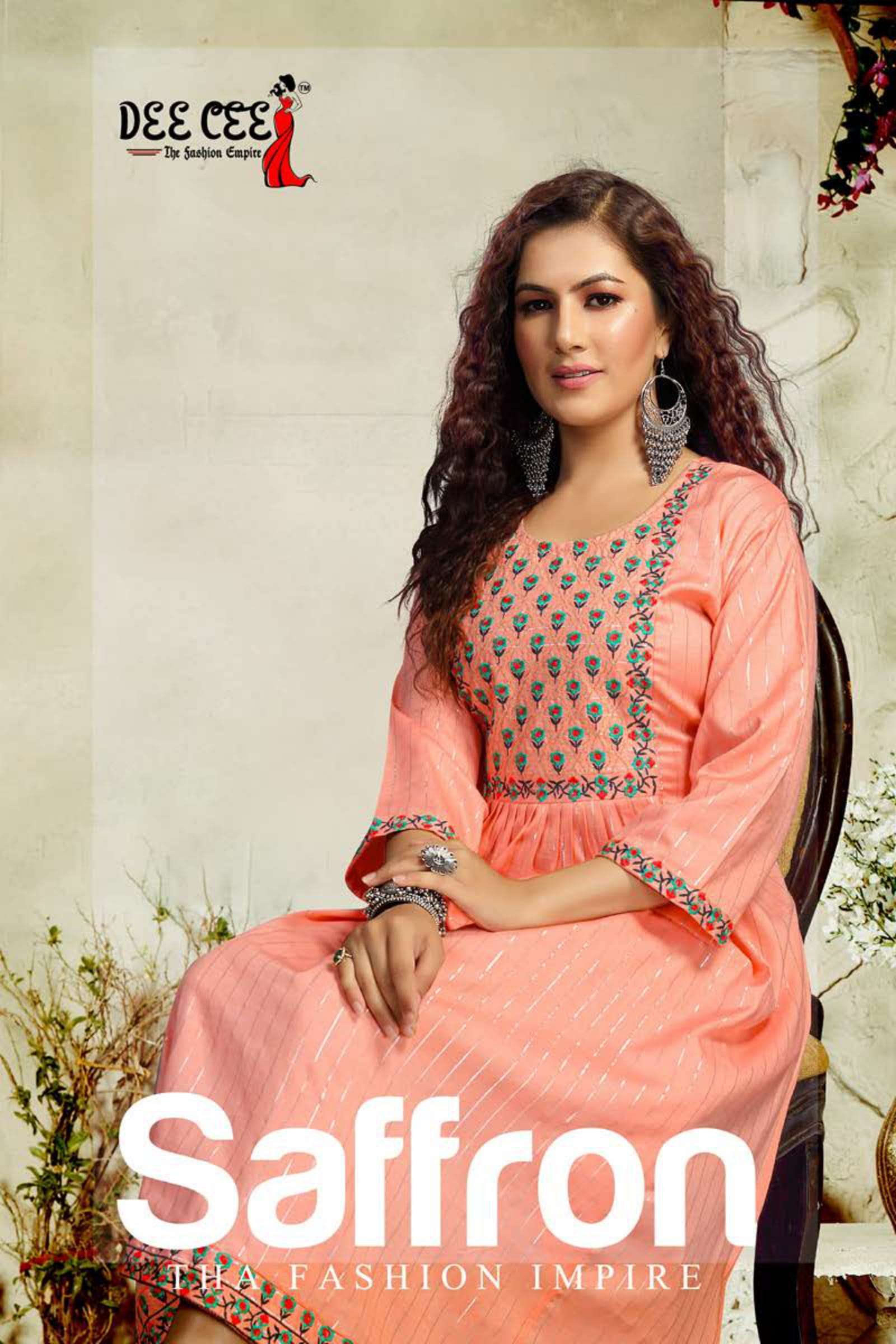 dee cee saffron fancy rayon  kurti