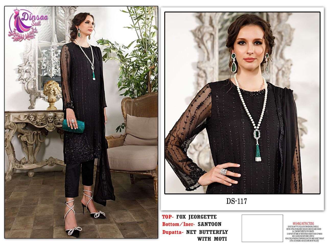 dinsaa maria b black d 117 singel design pakistani suit at wholesale rate 