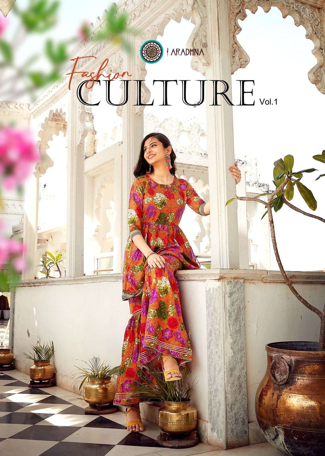 fashion culture vol 1 by aradhna rayon readymade fancy kurti with sharara collection