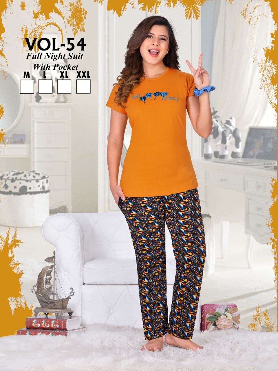 FASHION TALK NEW VOL.54 Heavy Shinker Hosiery Cotton Night Suits With Pocket CATLOG WHOLESALER BEST RATE