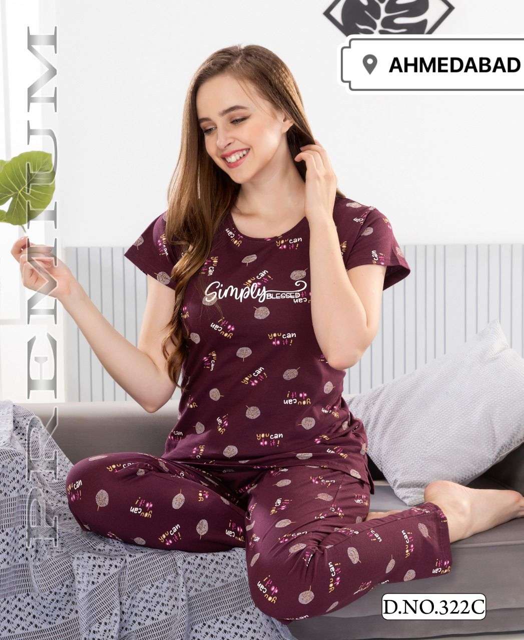  FASHION TALK VOL.322 Heavy Shinker Hosiery Cotton Printed Night Suits CATALOG WHOLESALER BEST RATE