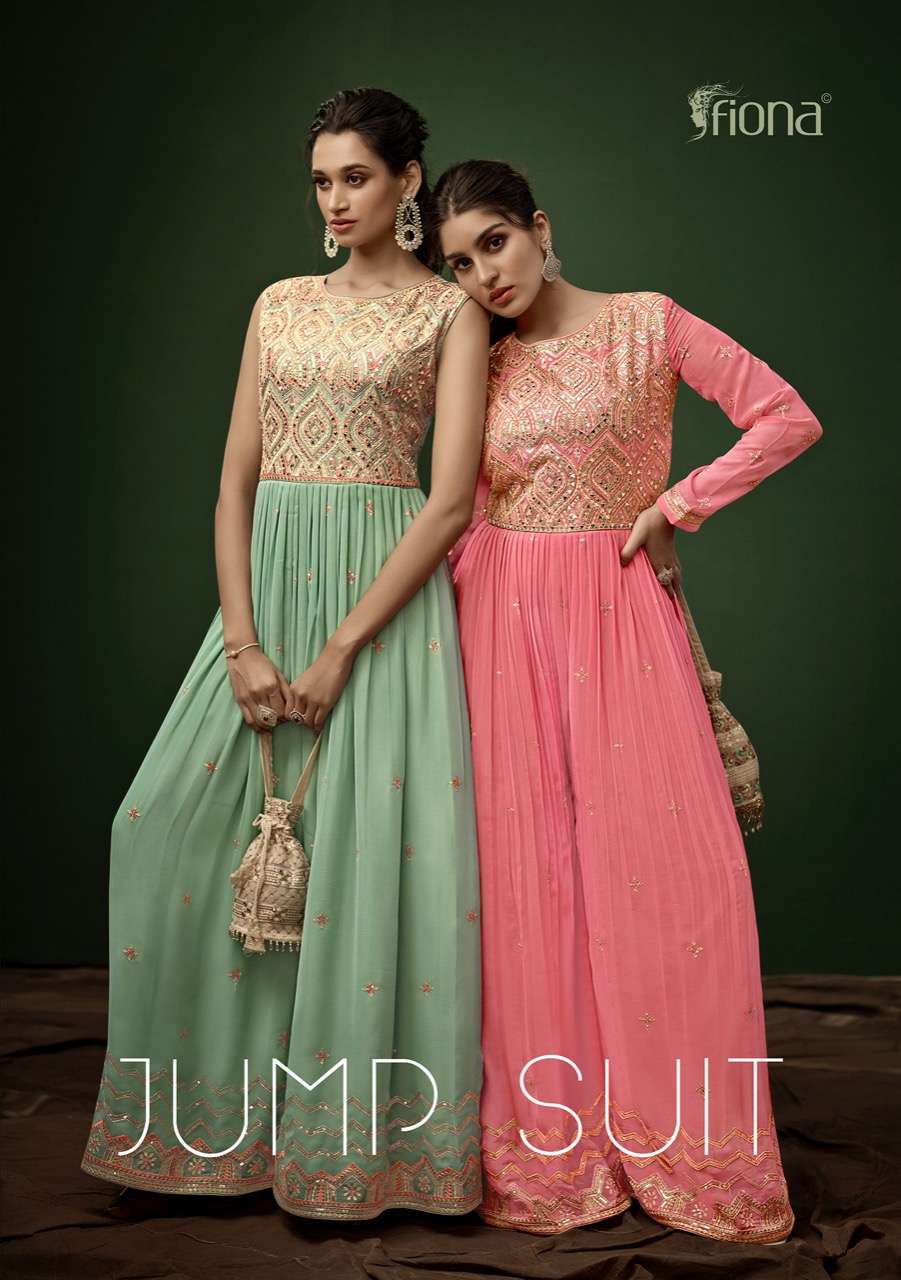 fiona present jump suit georgette embroidery party wear western jump suit