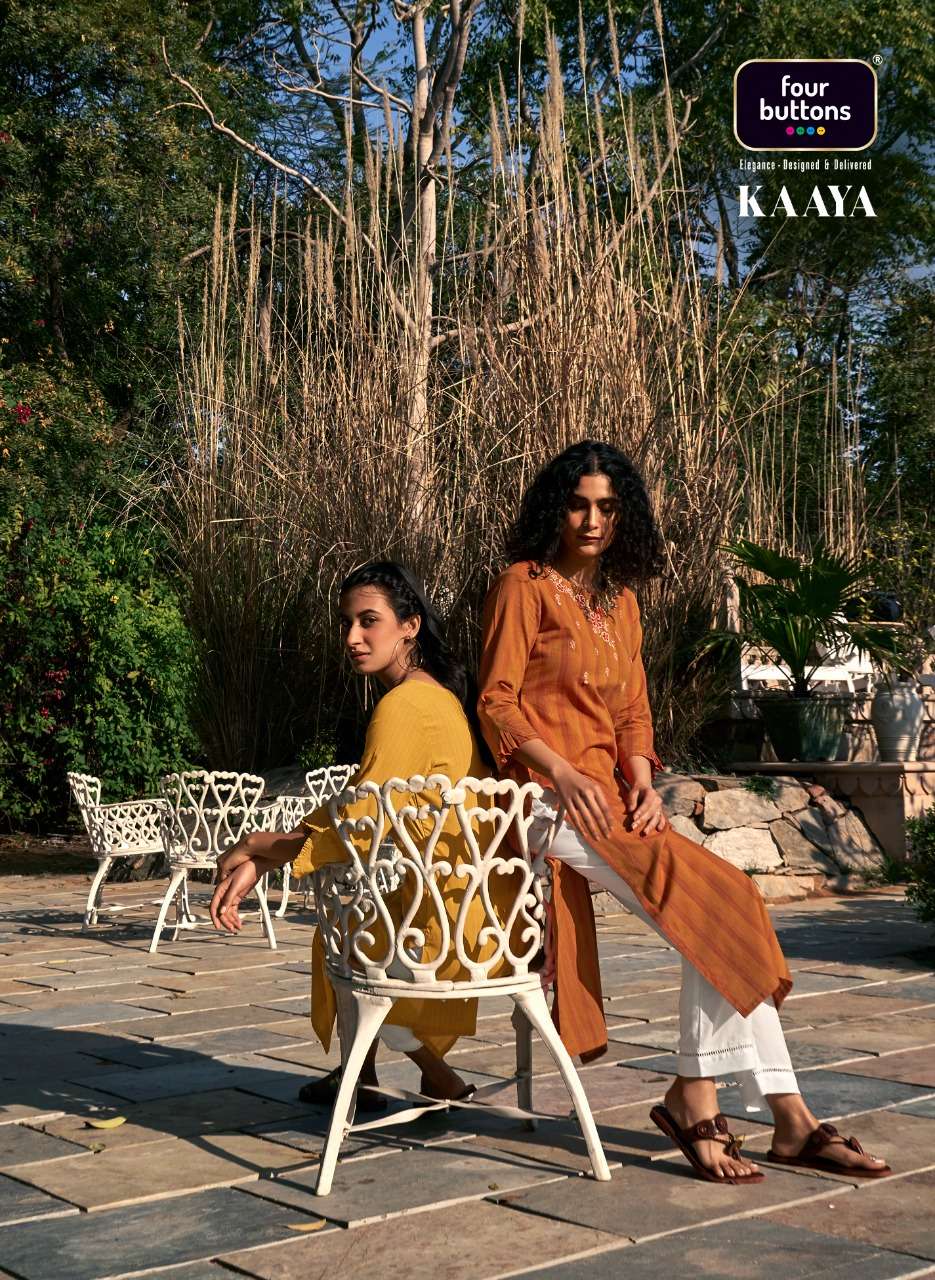 Four buttons kaaya cotton fancy kurti 
