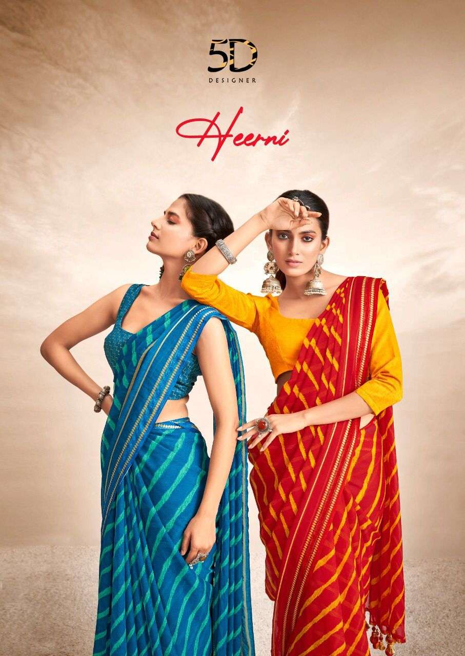 heerni by 5d designer chiffon printed sarees