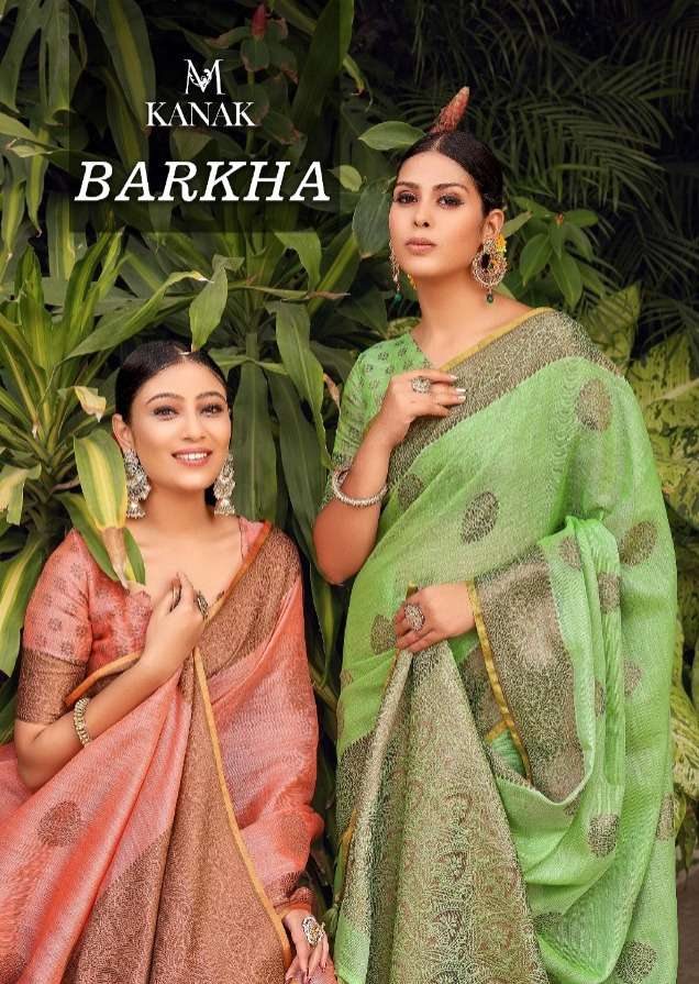 kanak sarees launch barkha linen cotton fancy summer wear sarees collection
