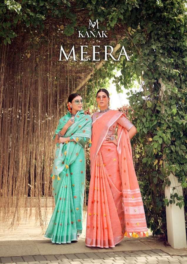 kanak sarees present meera linen cotton fancy sarees at krishna creation surat