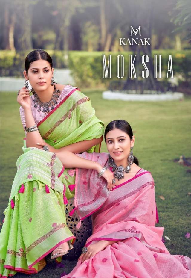 kanak sarees present moksha linen cotton fancy sarees at krishna wholesaler