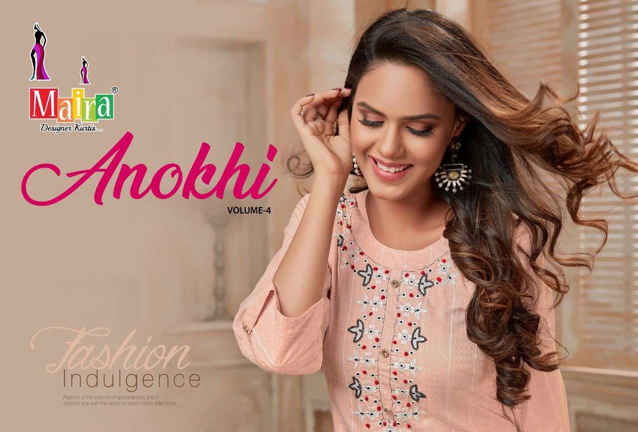 maira present anokhi vol 4 viscose silk designer kurti with pant collection