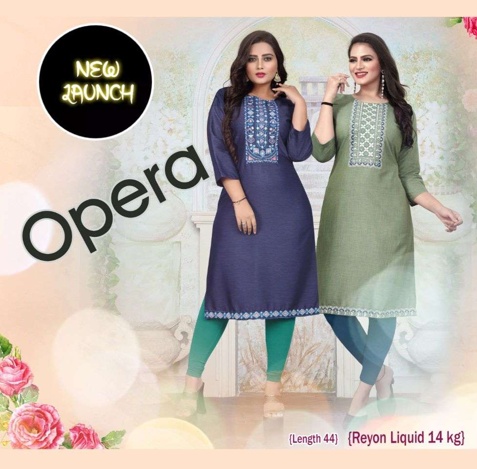 NEW RIYAA OPERA VOL.1O Heavy Rayon Liquid Heavy Embroidered Kurti catlog wholesaler best rate