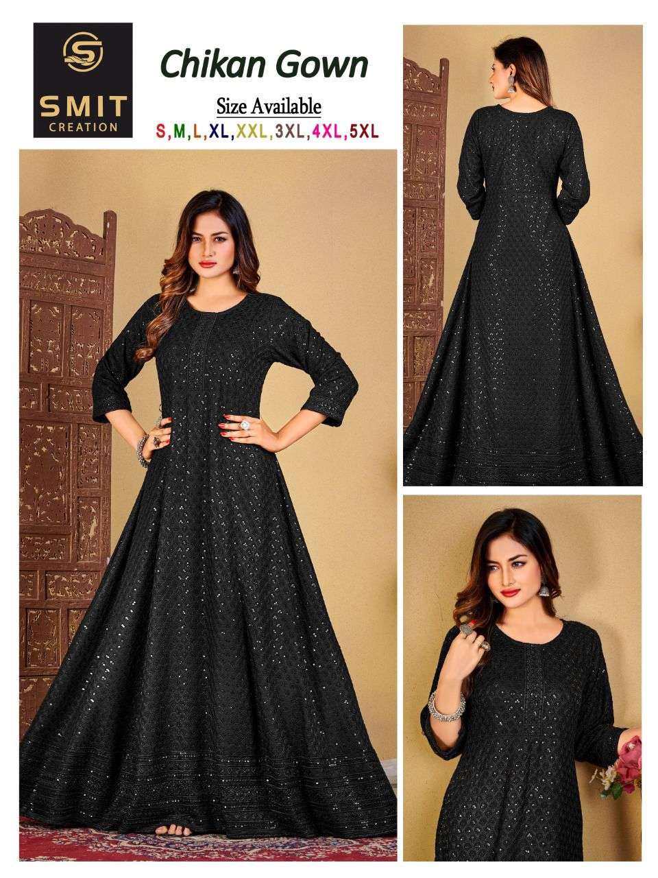 poonam designer chiken gown collection by smit creation 