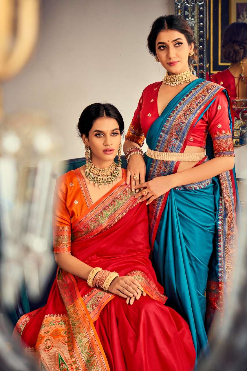 rajyog aarshati silk soft banarasi plain silk with oaithani concept sarees 