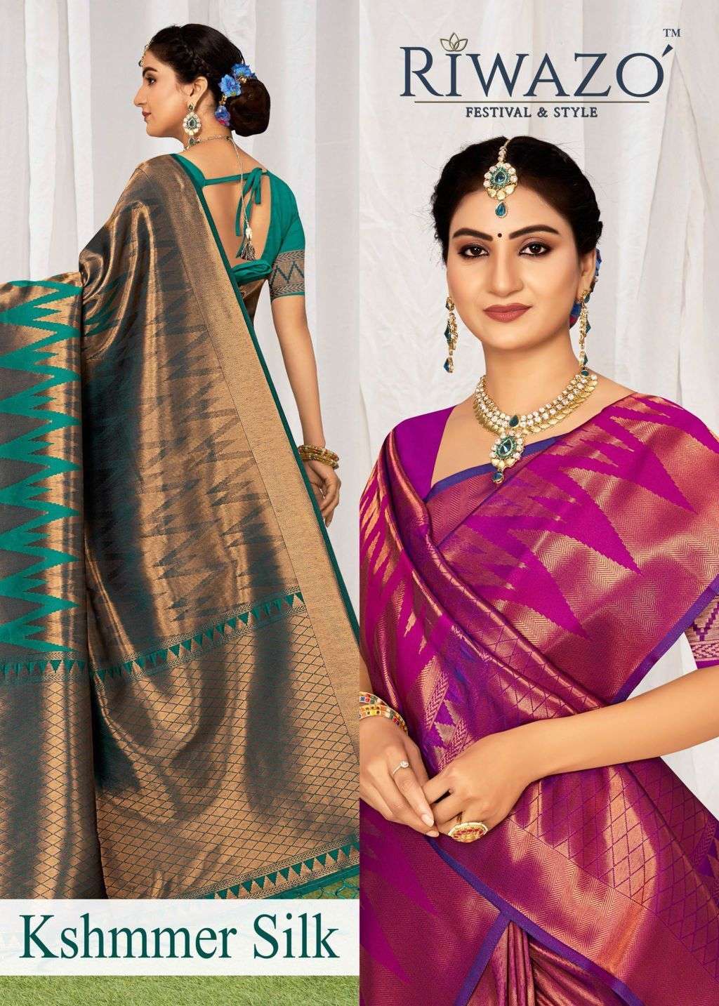 riwazo kshimmer silk kanjivaram with copper zari work sari wholesaler