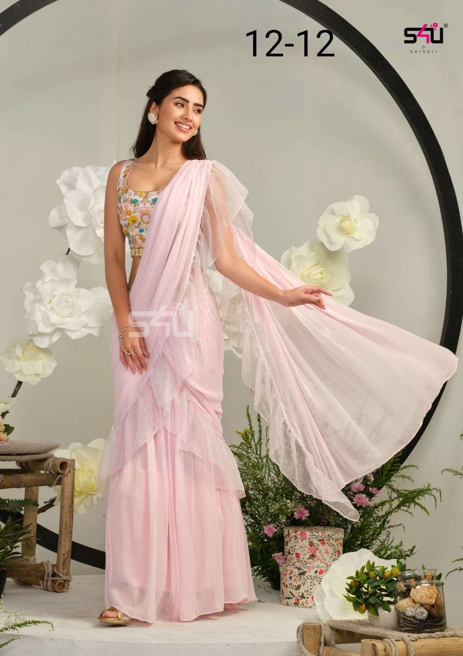 s4u prg 12 combo set of stylish ready to wear sarees pattern 