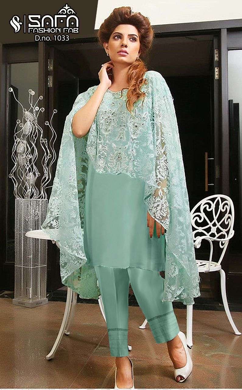 safa fashion 1033 georgette heavy embroidery pakistani western kurti with pant