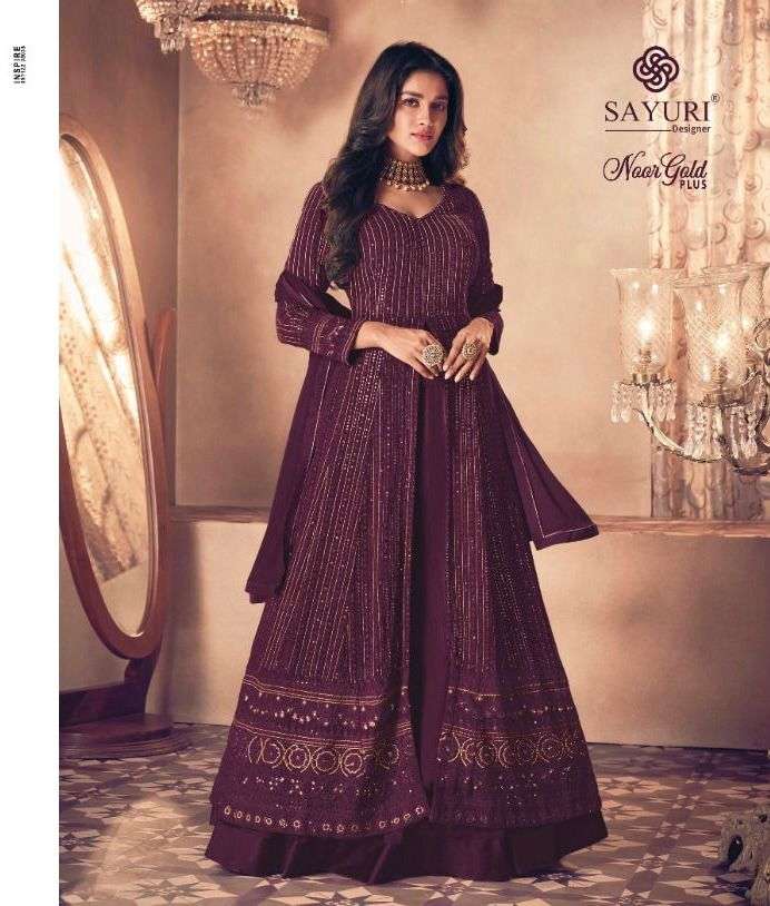 sayuri designer noor gold plus 3 piece designer readymade dress outfit collection 2023