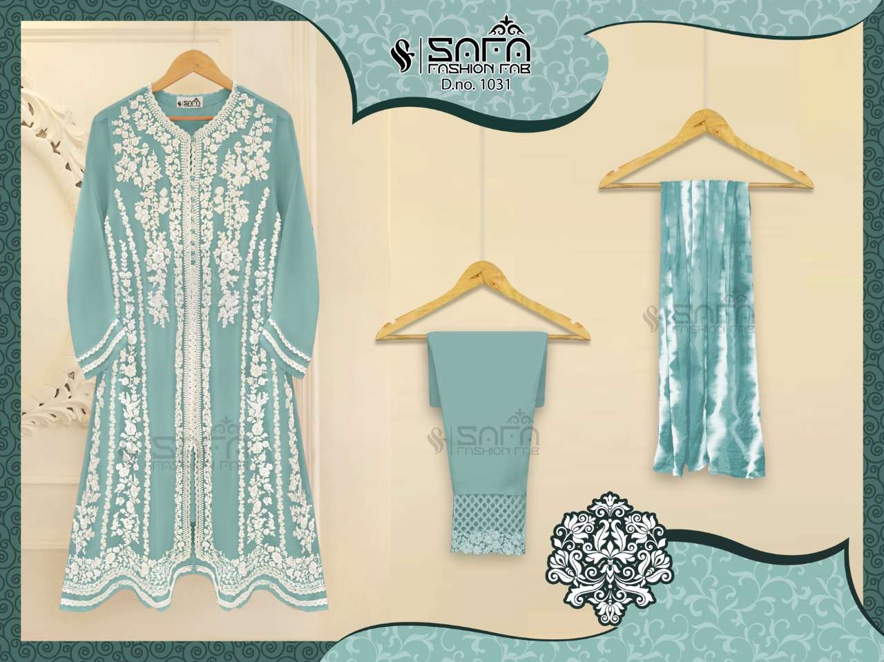 sf 1031 by safa fashion beautiful embroidery pakistani readymade 3 piece concept