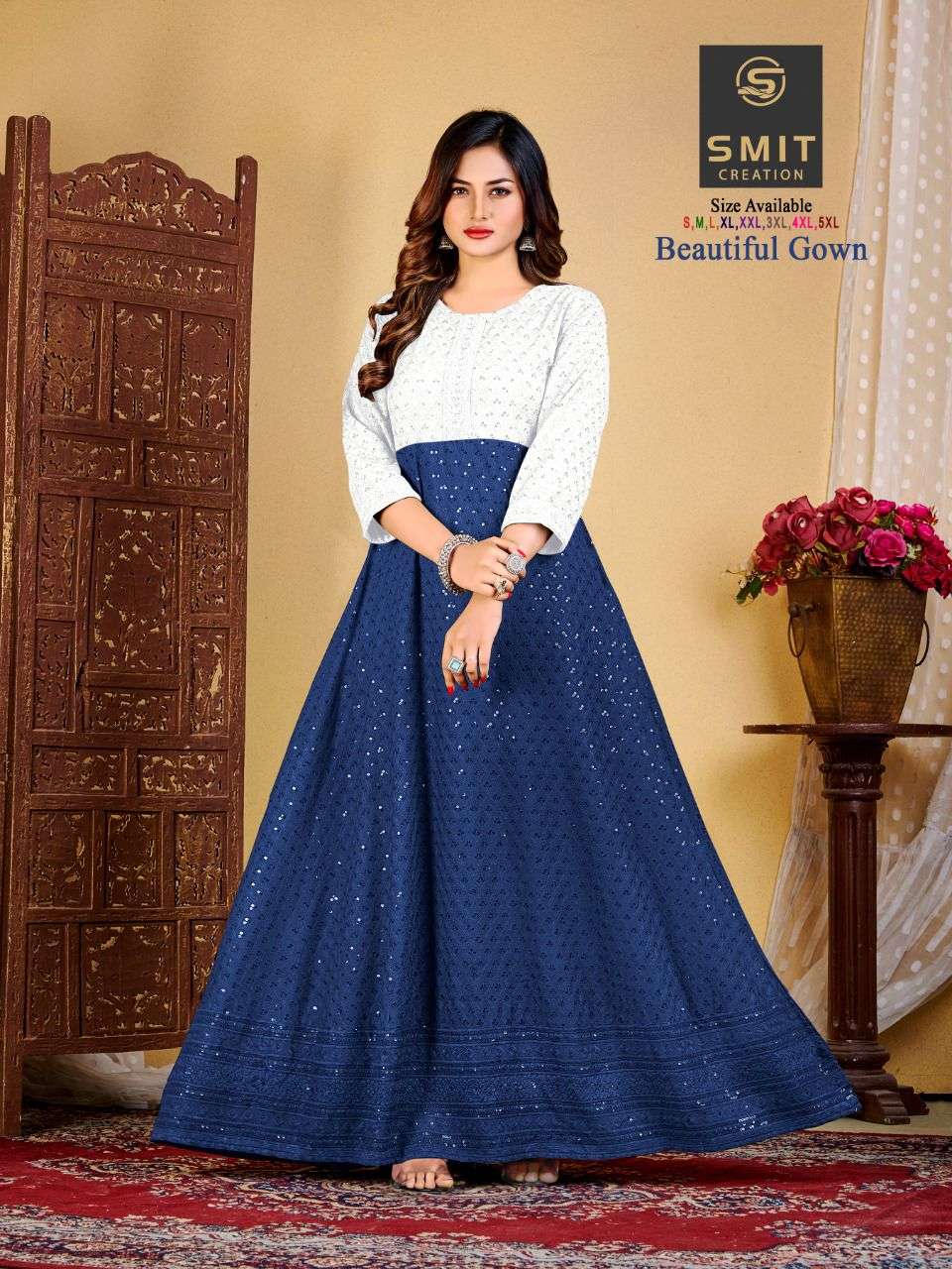 smit creation beautiful gown by poonam long party wear big size gown