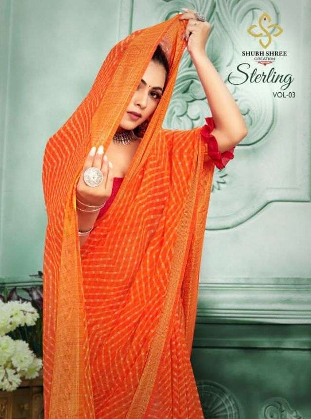 sterling vol 3 by shubh shree creation fancy laheriya sarees 