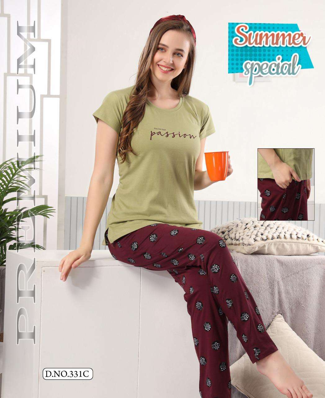 SUMMER SPECIAL NEW VOL.331 Heavy Shinker Hosiery Cotton Night Suits With Pocket CATALOG WHOLESALER BEST RATE