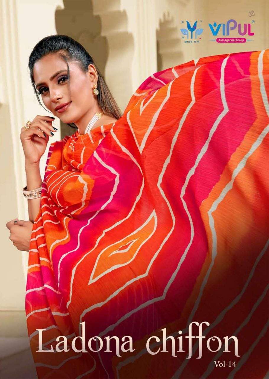 vipul ladona chiffon vol 14 casual wear printed saree bulk supply 