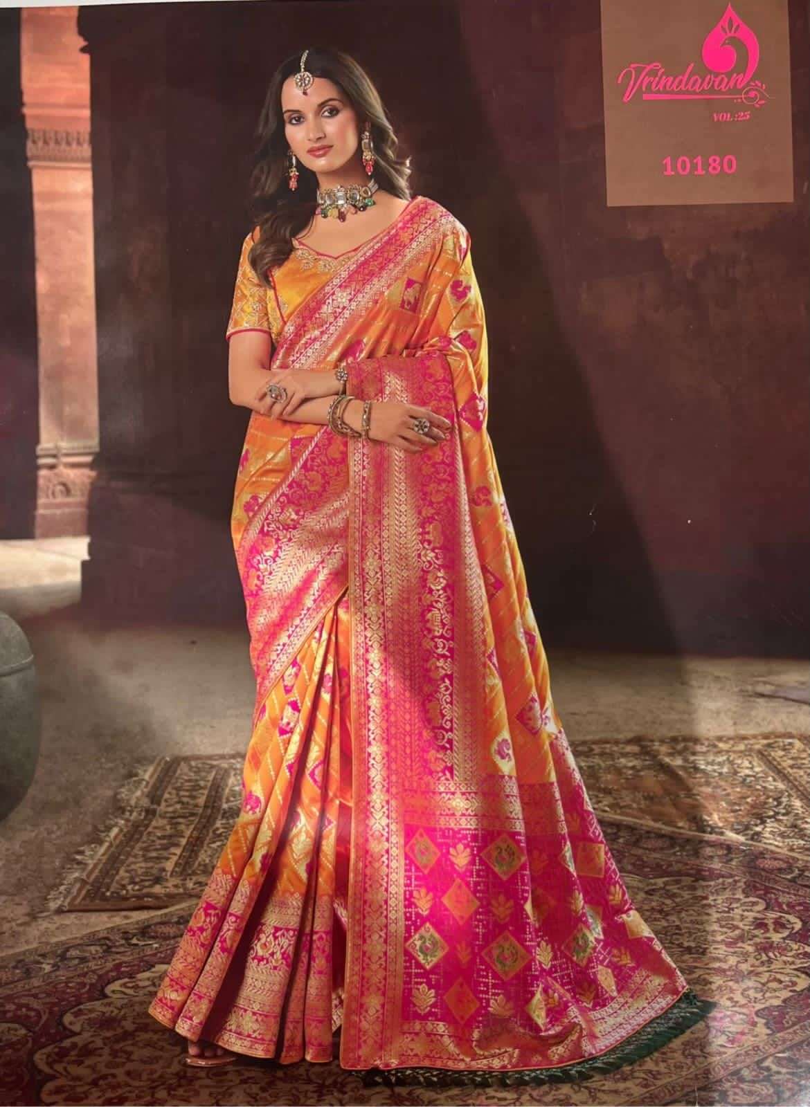 vrindavan vol 25 10166-10180 series silk saree with heavy blouse 