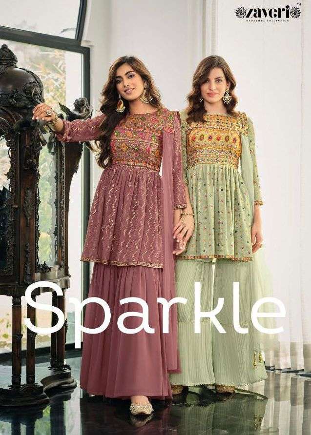 zaveri sparkle readymade sarara style heavy party wear dresses 