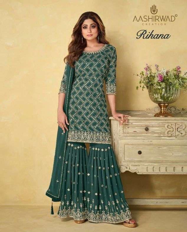 aashirwad riha9171-9174 series readymade plazzo style heavy dresses 