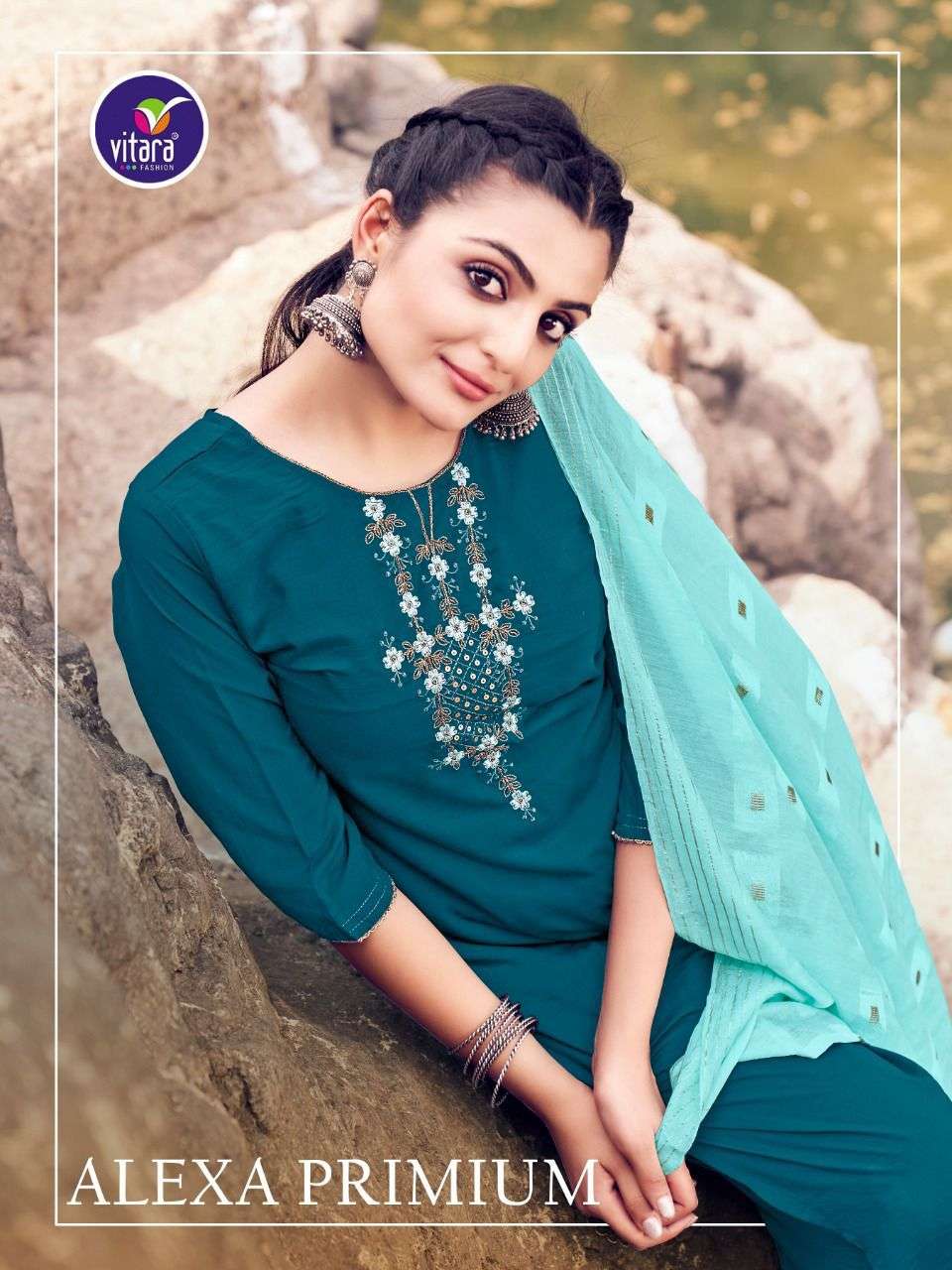 alexa premium by vitara readymade kurti with plazzo & dupatta