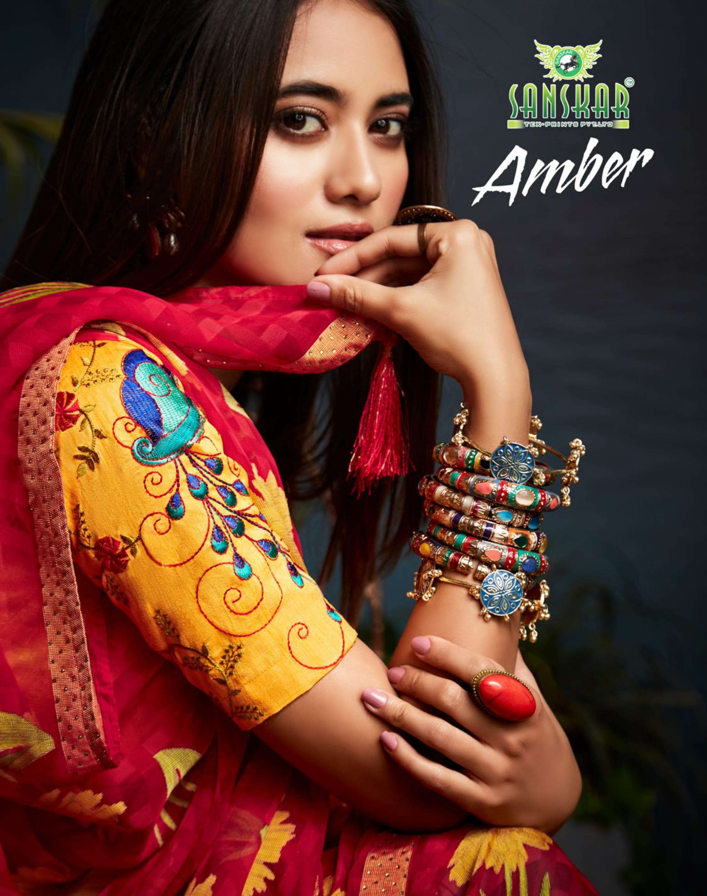 amber by sanskar tex brasso fancy women saris wholesaler 