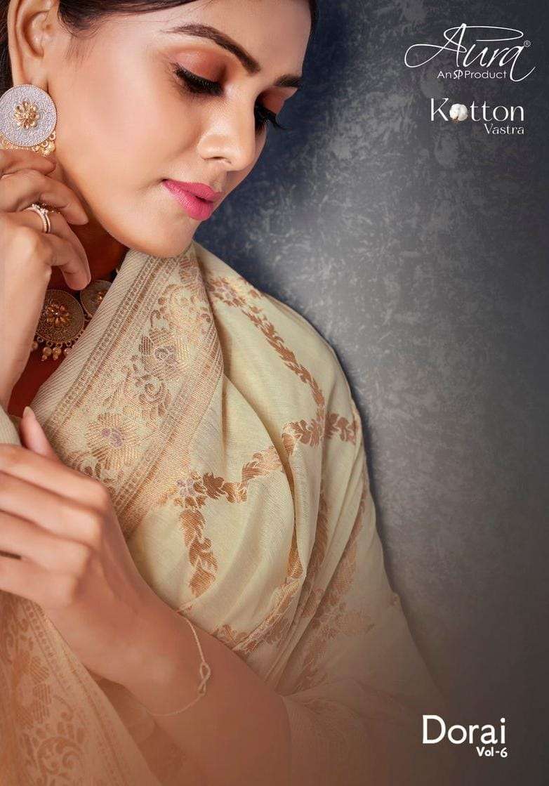 aura dorai vol 6 by kotton vastra elegant look fancy sarees