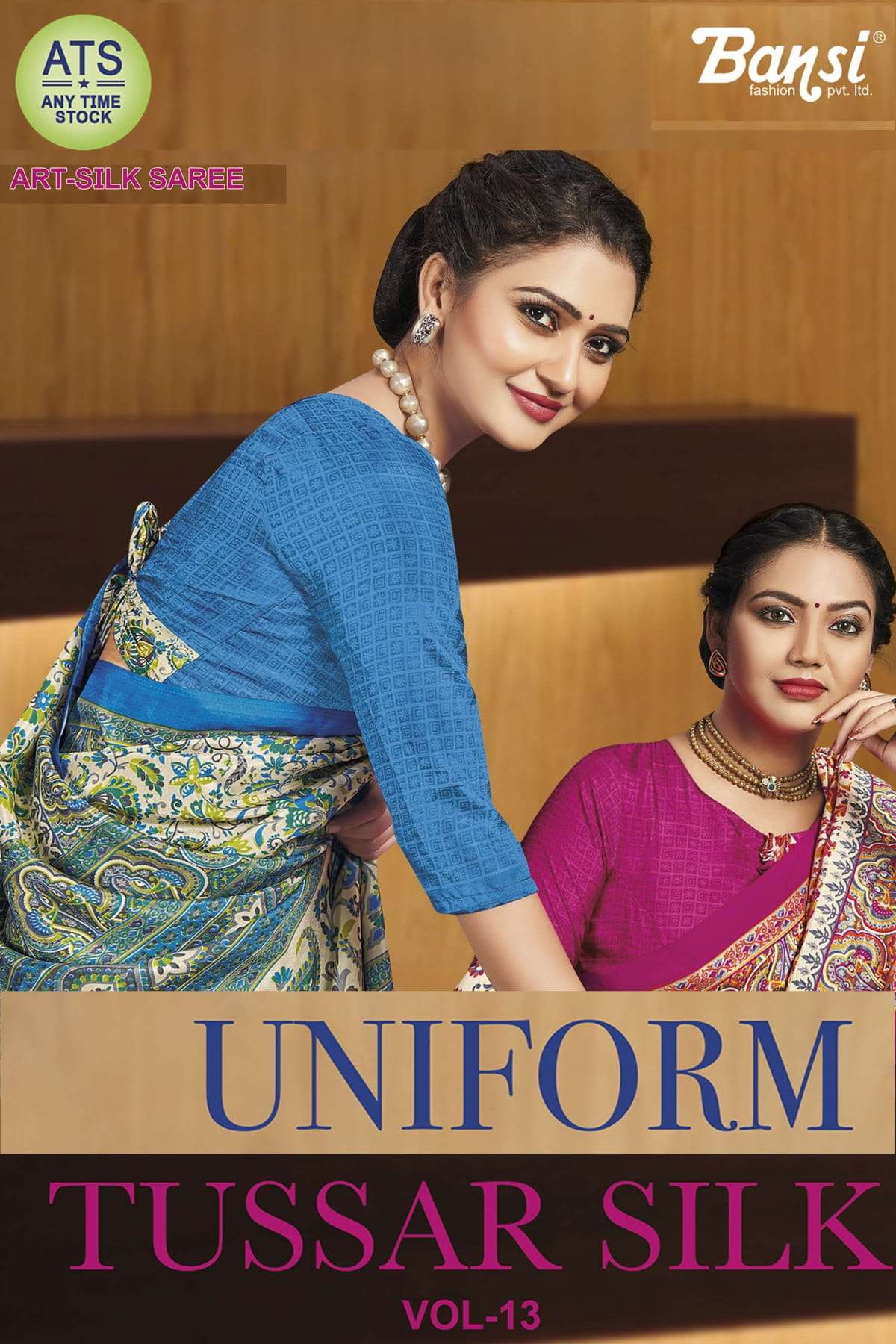 bansi tussar silk vol 13 crackle hospitality event wear unform saree collection  