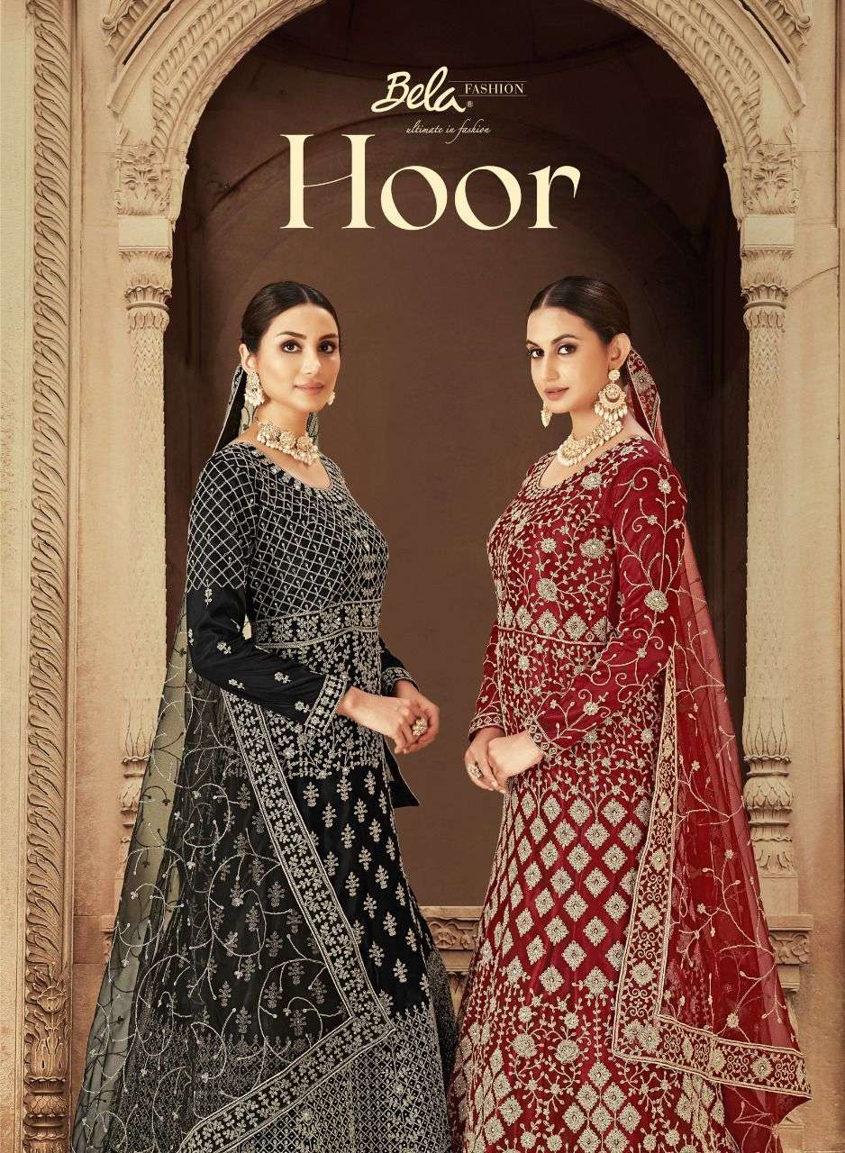 bela present hoor heavy net embroidery long wedding salwar kameez