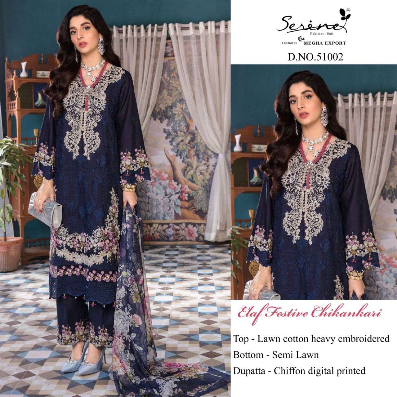 elaf festive chickenkari by megha exports lawn cotton embroidery pakistani suits