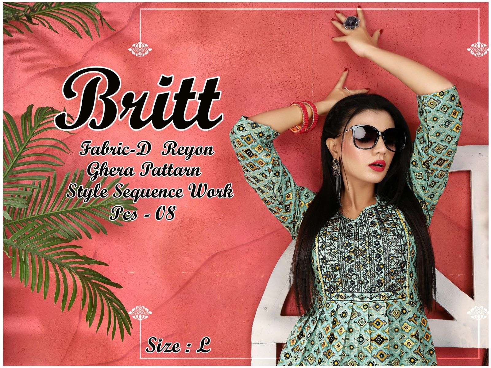 GOLDEN BRITT VOL.1 Heavy D  Rayon Sequence Work & Ghera Pattern KURTI CATALOG WHOLESALER BEST RATE