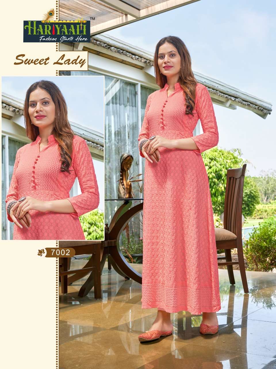 hariyaali sweet lady rayon schiffli flair style combo kurti collection exports 