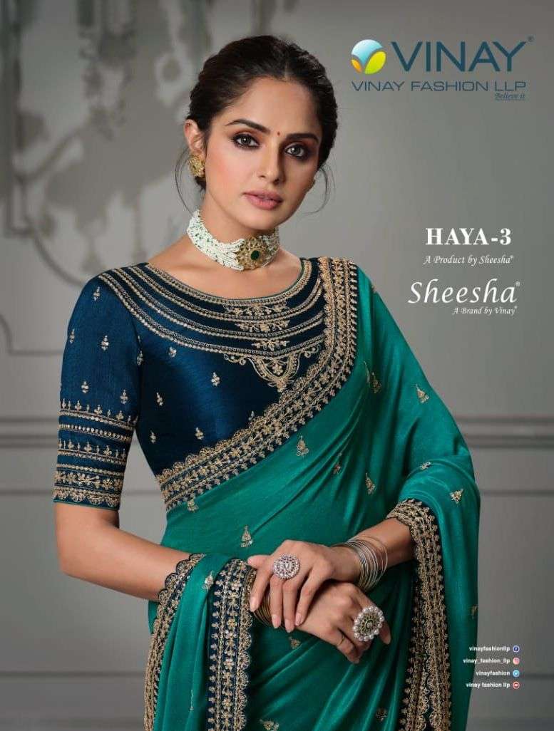 haya vol 3 by vinay fashion silk embroidery elegant fancy saree at kc