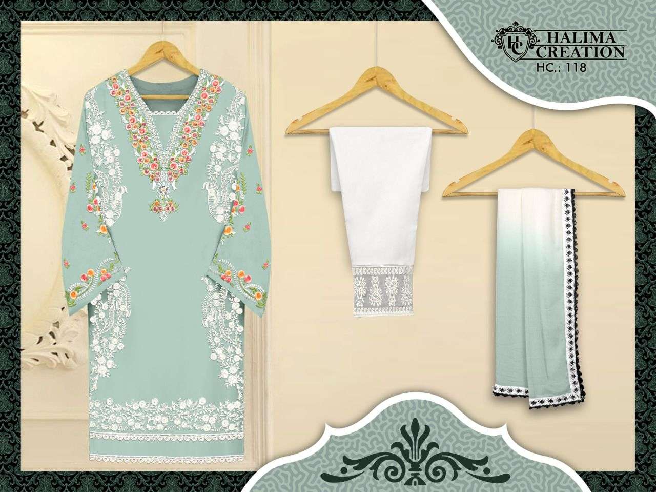 hc 118 by halima creation georgette readymade pakistani suits