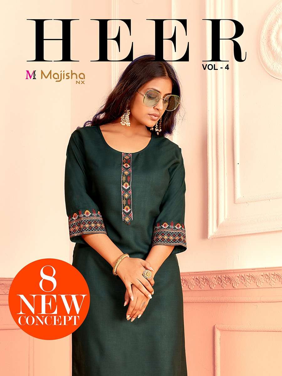 heer vol 4 by majisha rayon readymade kurti with embroidery work 