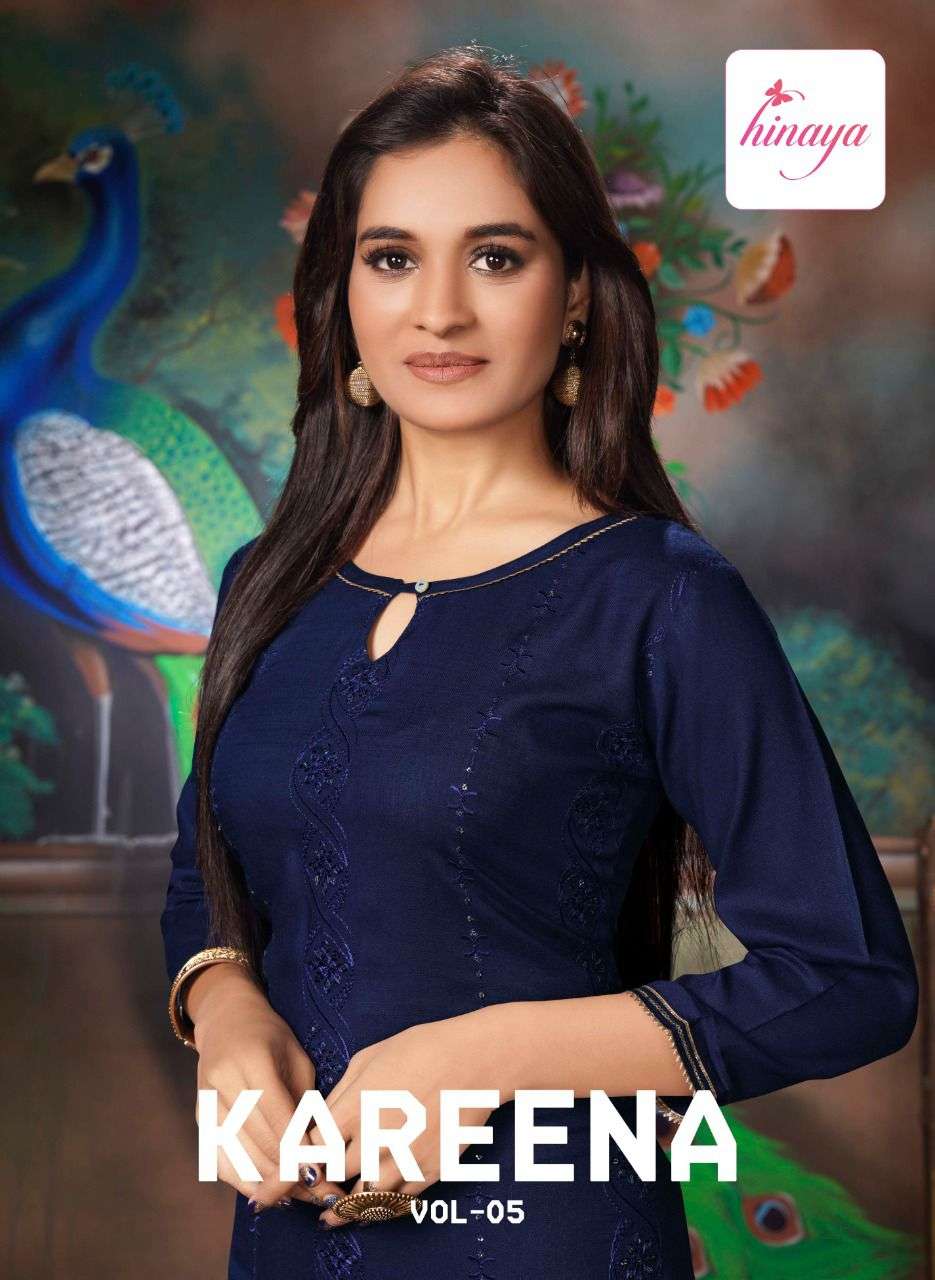 kareena vol 5 by hinaya rayon slub daily wear kurti wholesaler