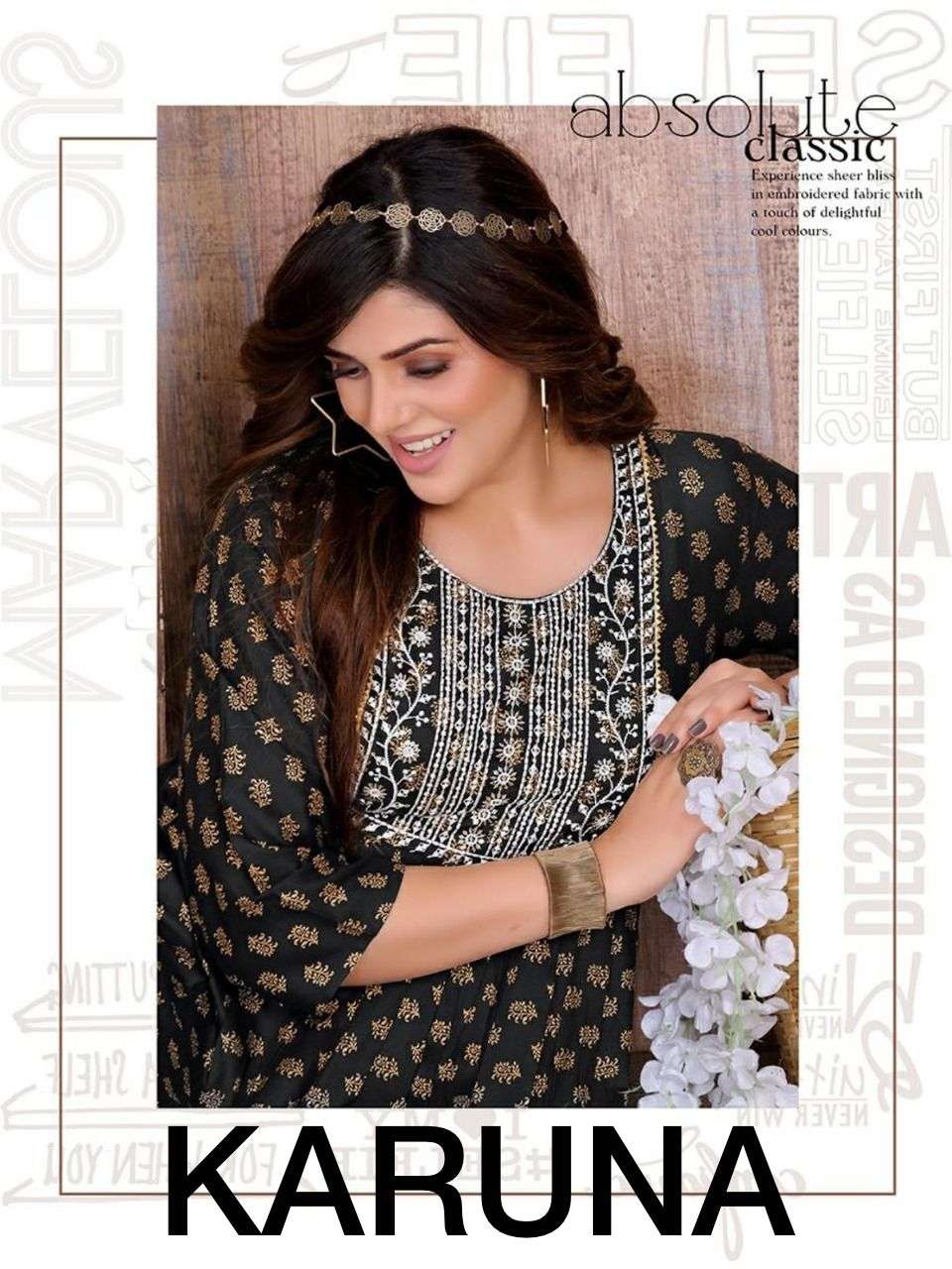 KARUNA RAYON GOLD PRINT WITH SEQUENCE WORK KURTI CATLOG WHOLESALER BEST RATE