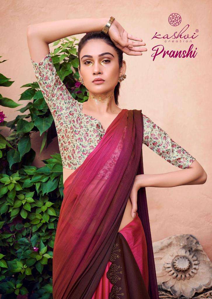 kashvi creation pranshi rainbow chiffon designer fancy sarees
